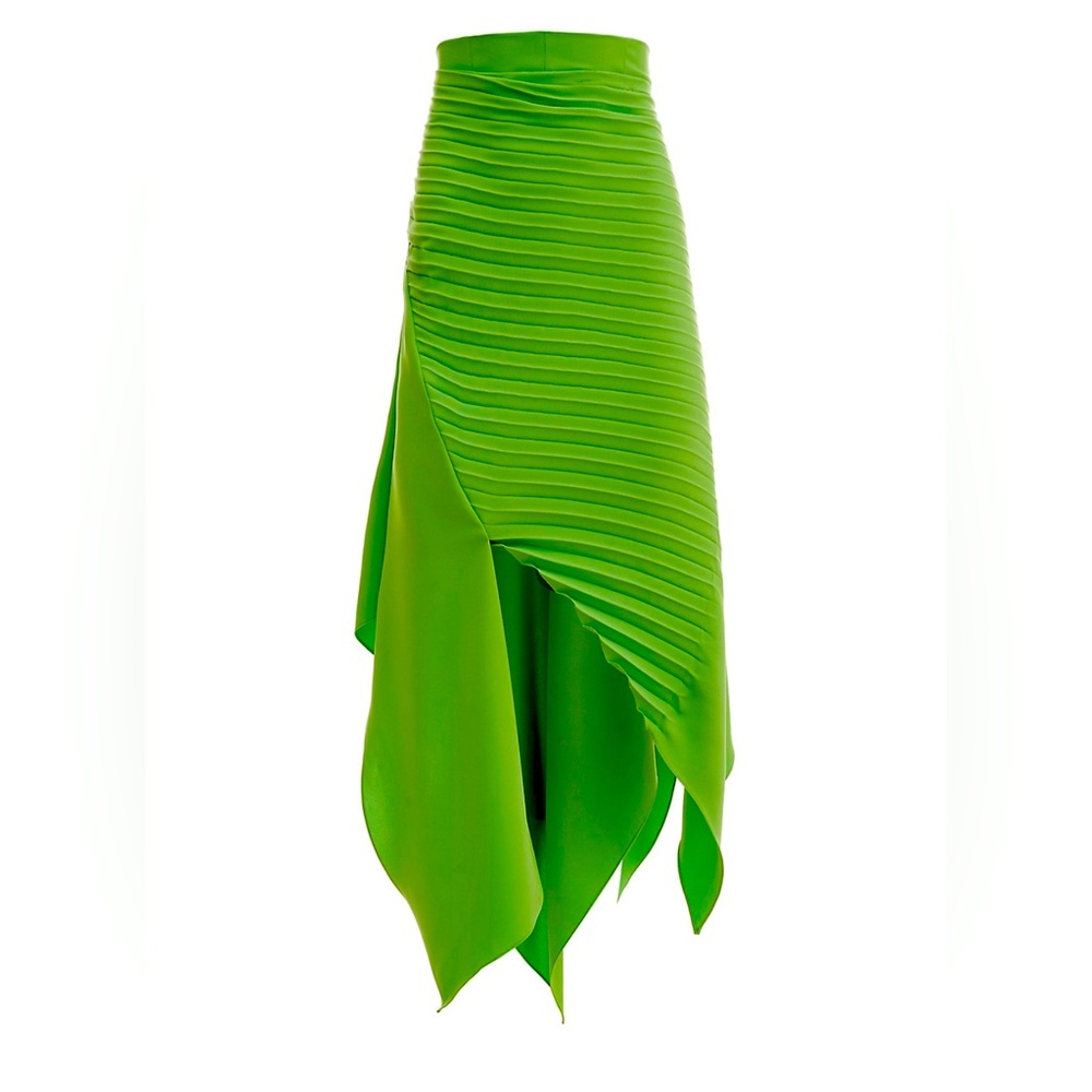 COPY - Diagonal Pleated Asymmetric Midi Skirt